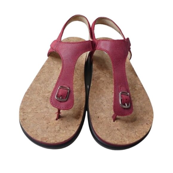 SAS Red Leather Open Toe Thong Sandals Womens 9.5 - Picture 6 of 12